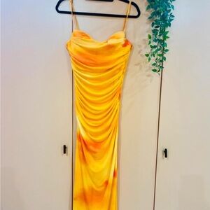 Zara Vibrant Yellow and Orange Maxi Dress